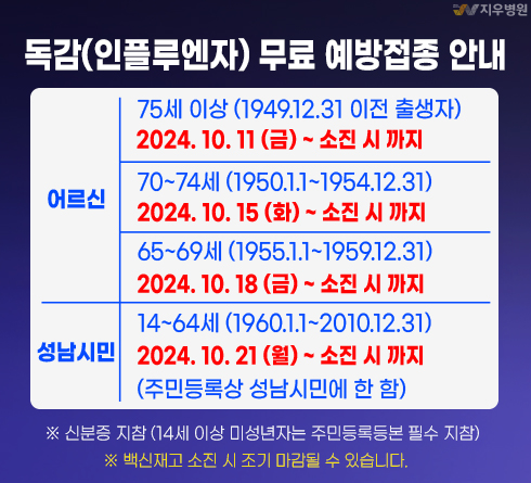 독감예방접종안내